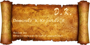 Demcsák Kristóf névjegykártya